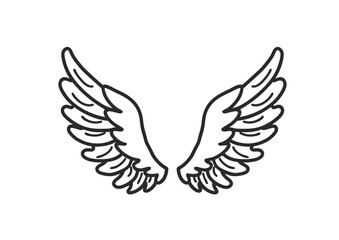 black and white svg vector angel wings, valentine's day icon 