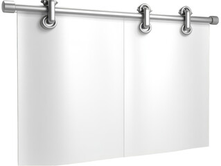 Realistic Illustration Of A Blank White Paper Banner Hanging From A Metal Rail Against A Transparent Background With Clean And Modern Design