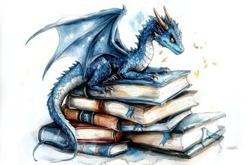 The contrasting white background enhances the dragon's vibrant colors.