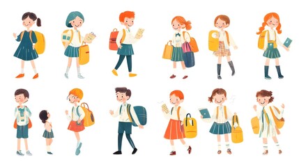 Naklejka premium Diverse Group of Schoolchildren in Classroom, Back to School Concept, Teacher's Hand Pointing, Education and Learning Themes