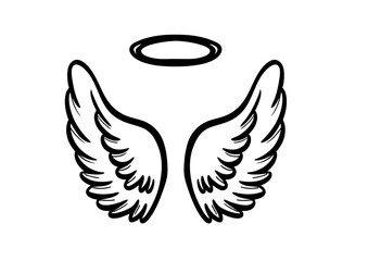 black and white svg vector angel wings, valentine's day icon 