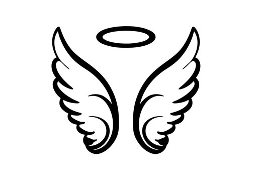 black and white svg vector angel wings, valentine's day icon 