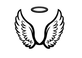 black and white svg vector angel wings, valentine's day icon 
