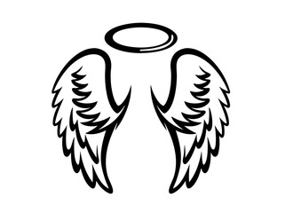 Fototapeta premium black and white svg vector angel wings, valentine's day icon 
