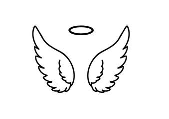 black and white svg vector angel wings, valentine's day icon 