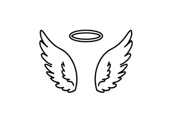 black and white svg vector angel wings, valentine's day icon 