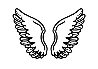 black and white svg vector angel wings, valentine's day icon 