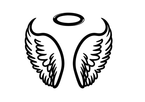 black and white svg vector angel wings, valentine's day icon 