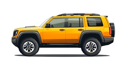 High-Quality Realistic Yellow SUV Car Vector Illustration for Isolated Design Projects