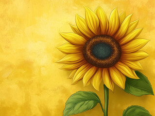 Vibrant Sunflower on Golden Background