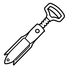 Minimalist Wine Opener Line Art Vector