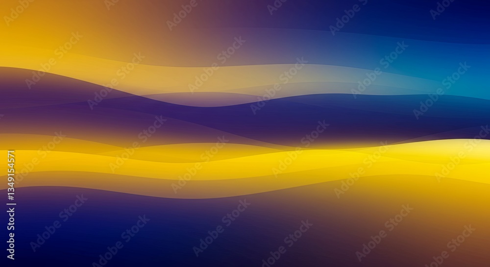 Poster a colorful wave pattern with a blue and yellow background