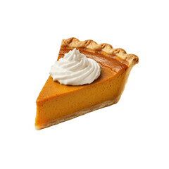 Pumpkin pie slice isolated on a transparent background, png