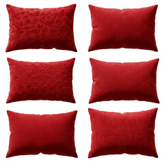 Red decorative pillows isolated on transparent background, png