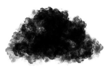 Black smoke cloud Isolated on transparent background