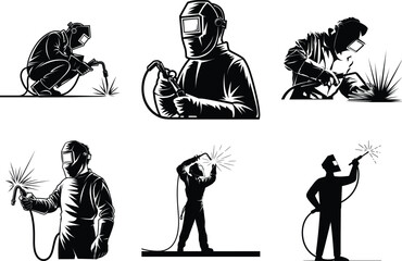 Welder silhouette clipart SVG bundle design, welder silhouette perfect for logos & prints, welder vector illustration.