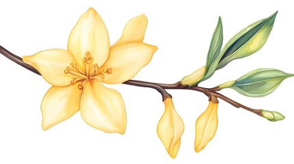 Beautiful Watercolor Yellow Vanilla Flower Illustration for Artistic Designs