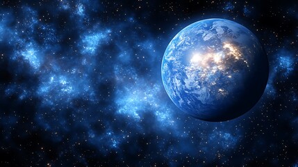 Obraz premium Earth-like planet in a nebula.