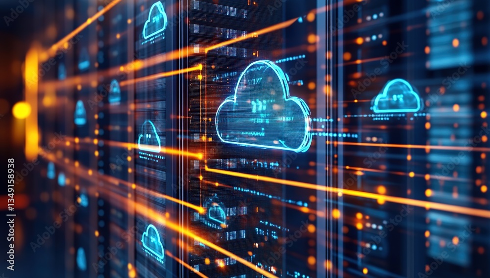 Poster abstract data center with cloud computing and digital transformation