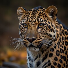 Obraz premium Close-up of a majestic leopard, intense gaze