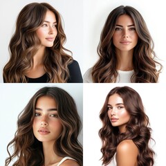 Four gorgeous women with long, wavy brown hair.