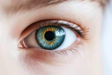Obraz premium Close-up of Person's Eye with Blue and Green Iris Detail