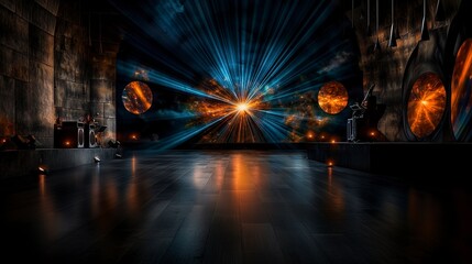 Obraz premium Illuminated light show event modern stage visual art display urban setting dramatic perspective creative expression
