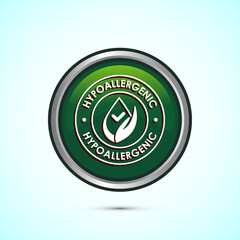 Fototapeta premium Hypoallergenic tested icon design illustration. Cosmetic certification label, Hypoallergenic icon sign, Green color round button design