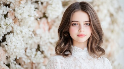 Naklejka premium Elegant young girl, natural beauty