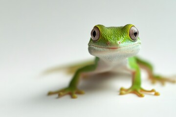Close Up Green Gecko Staring at the Camera with Curious Gaze