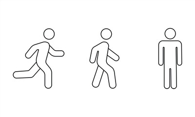 set of icons of people running, walking and standing. vector illustration