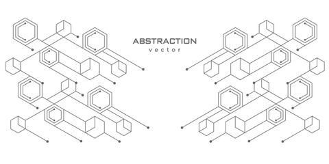 Technological white background. Abstract background of hexagons. Futuristic digital hi-technology banner. Vector illustration.