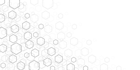 Technological white background. Abstract background of hexagons. Futuristic digital hi-technology banner. Vector illustration.