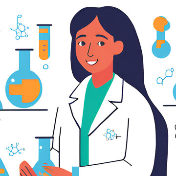 Illustration of a female scientist