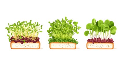 Exquisite Fresh Young Sprouts of Various Plants in a Microgreen Sandwich