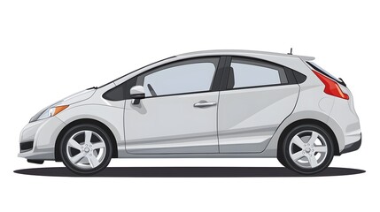 Realistic Grey Hatchback Vector Illustration Isolated on White Background
