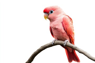 Rosy Bourkee's Parrot Perched on Branch Against White Background