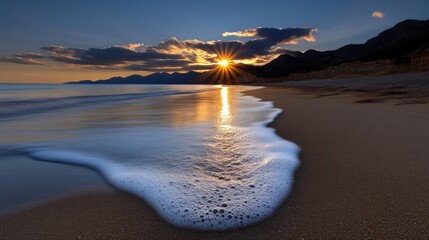 Naklejka premium Tranquil sunset beach scene