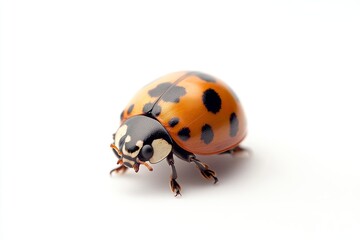 Fototapeta premium Close Up of a Ladybug with Black Spots on Orange Shell