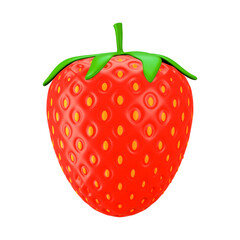 3d red strawberry. Summer fresh sweet berry.  Stock vector illustration on isolated background.