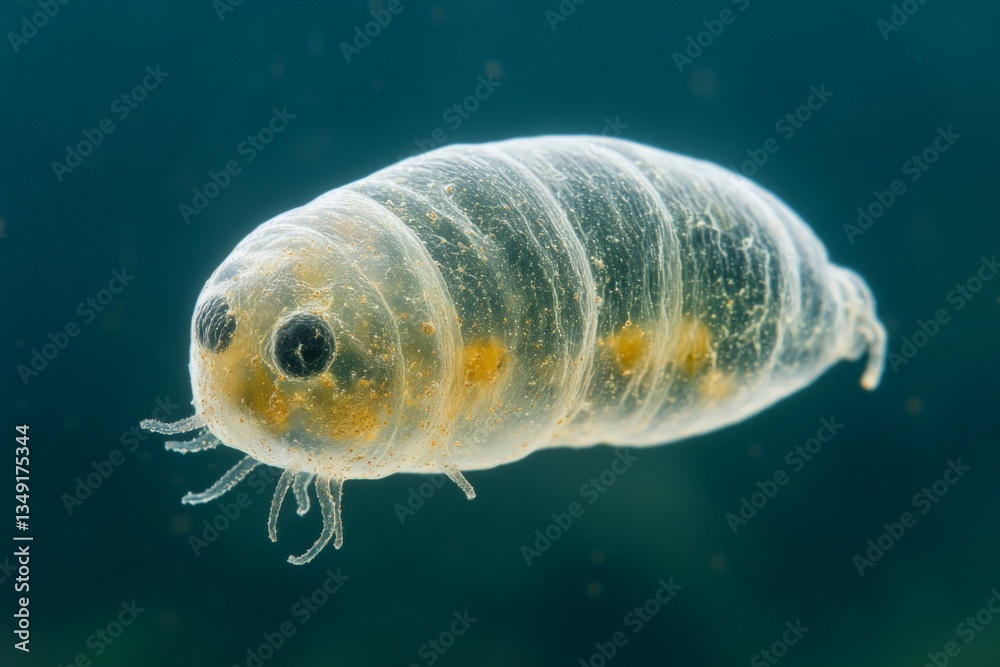 Poster small aquatic creature showcasing unique translucent features in a natural habitat