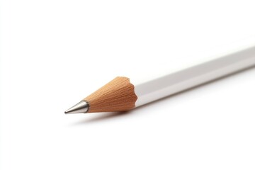 Close-up of a Sharpened White Pencil on a White Background