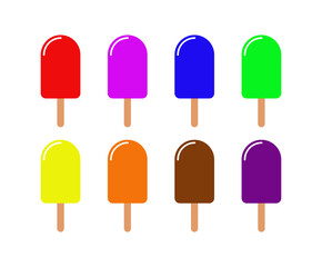 Colorful ice cream icon set.
