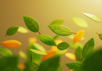 Spring fresh green leaves gently swirling. Natural background. Mother Earth day, Environment or Arbor day celebration. Nature's vitality, eco-friendly design.                                   