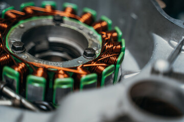 A CloseUp View of the Intricate Electric Motor Windings and Coils for Detailed Analysis