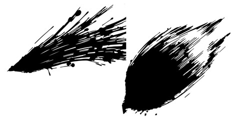 Vector black paint, ink set brush stroke, brush, line or texture, Abstract hand - painted element. Underline and border design. Seamless looping background.