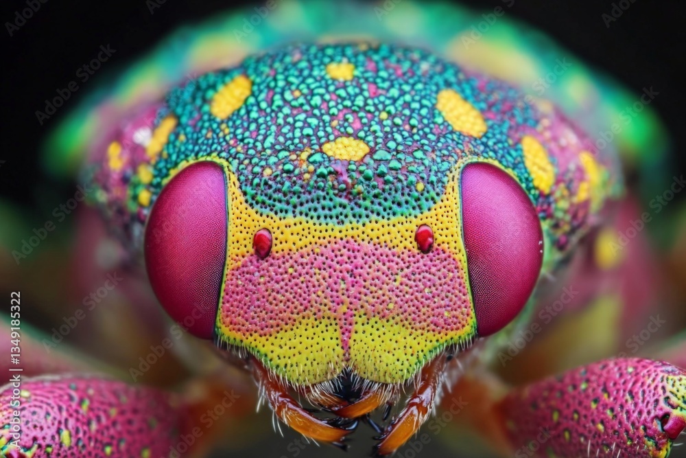 Aufkleber colorful close-up of a vibrant beetle showcasing intricate patterns and vivid hues in a natural sett