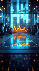 Obraz premium Business meeting with data analytics display in urban setting during daytime