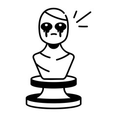 A hand drawn icon depicting a crying magic statue 
