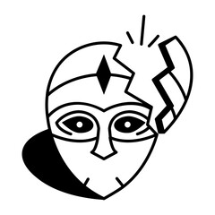 A hand drawn icon showing a broken phantom mask 
